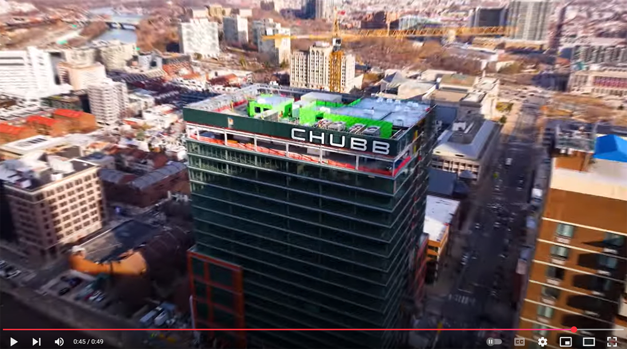 Chubb sign installation at 2000 Arch Street in Philadelphia, Pennsylvania.