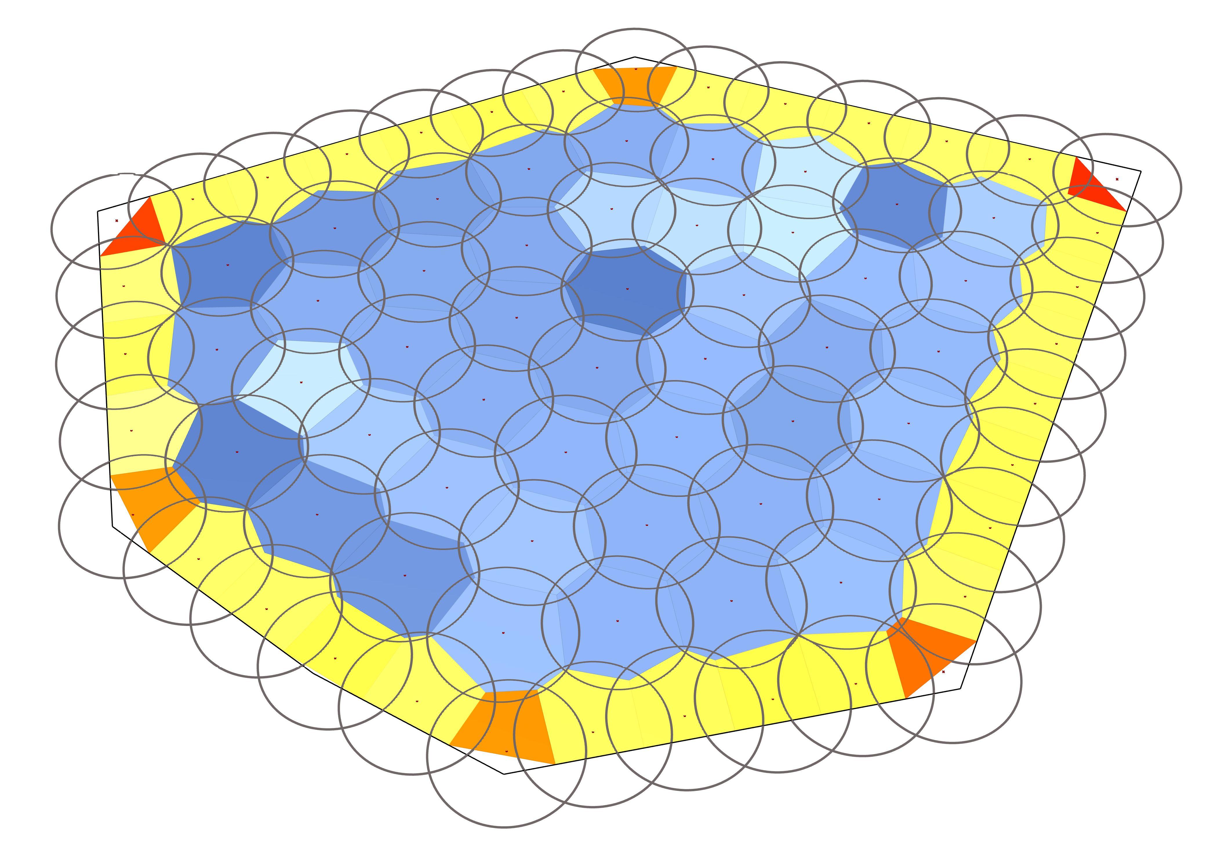 Circle packing used to equalize foundation placement, confidential project.