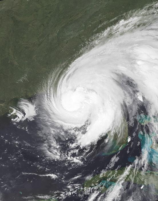 Hurricane Debby at its peak intensity while nearing its landfall in Florida on August 5, 2024.