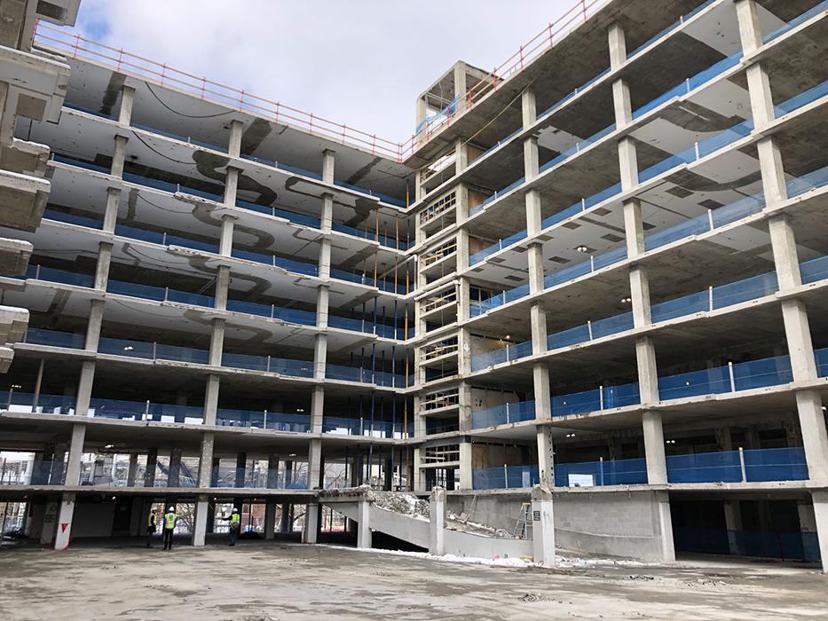 Inside of the Wings of the 'E' during construction of Watermark at Buzzard Point in Washington, D.C.