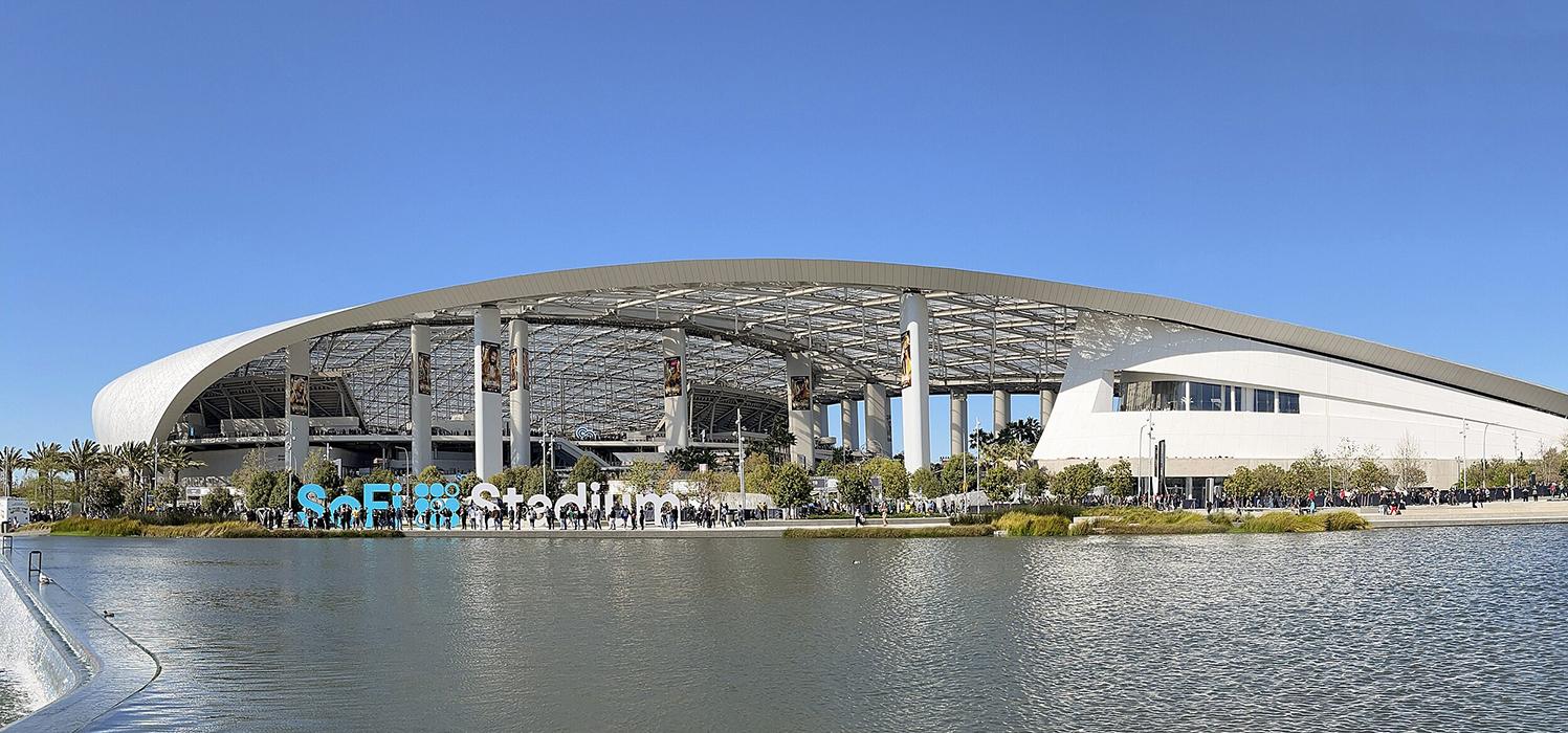 SoFi Stadium and Hollywood Park in Inglewood, California.