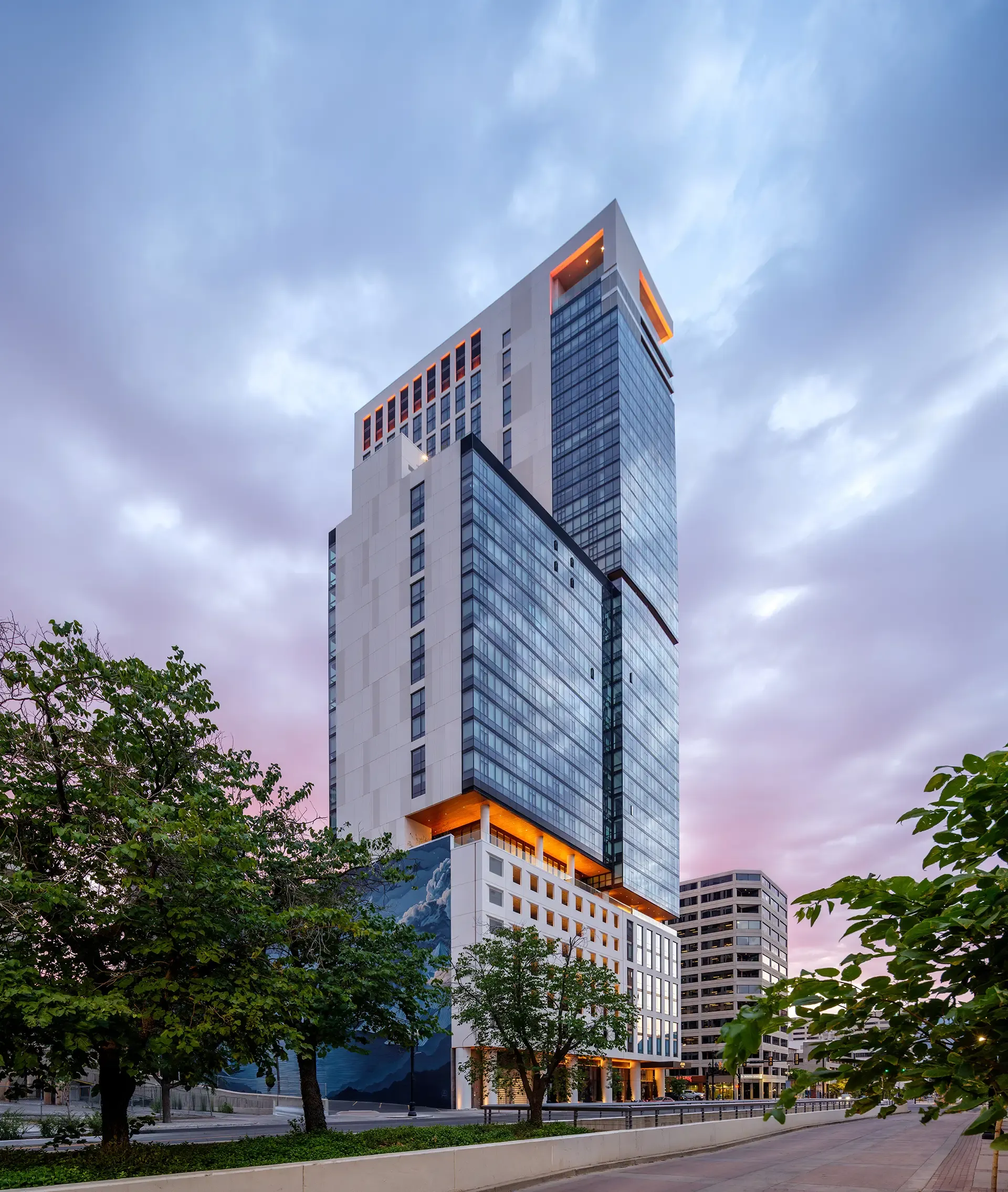 Not just the tallest building in Utah, the 41-story Astra Tower also boasts distinctive features such as an air quality beacon and the state’s largest mural.