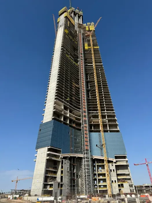 Double-decker lifts will shuttle visitors up to the viewing platform at speeds of over 10 meters (30 feet) per second.