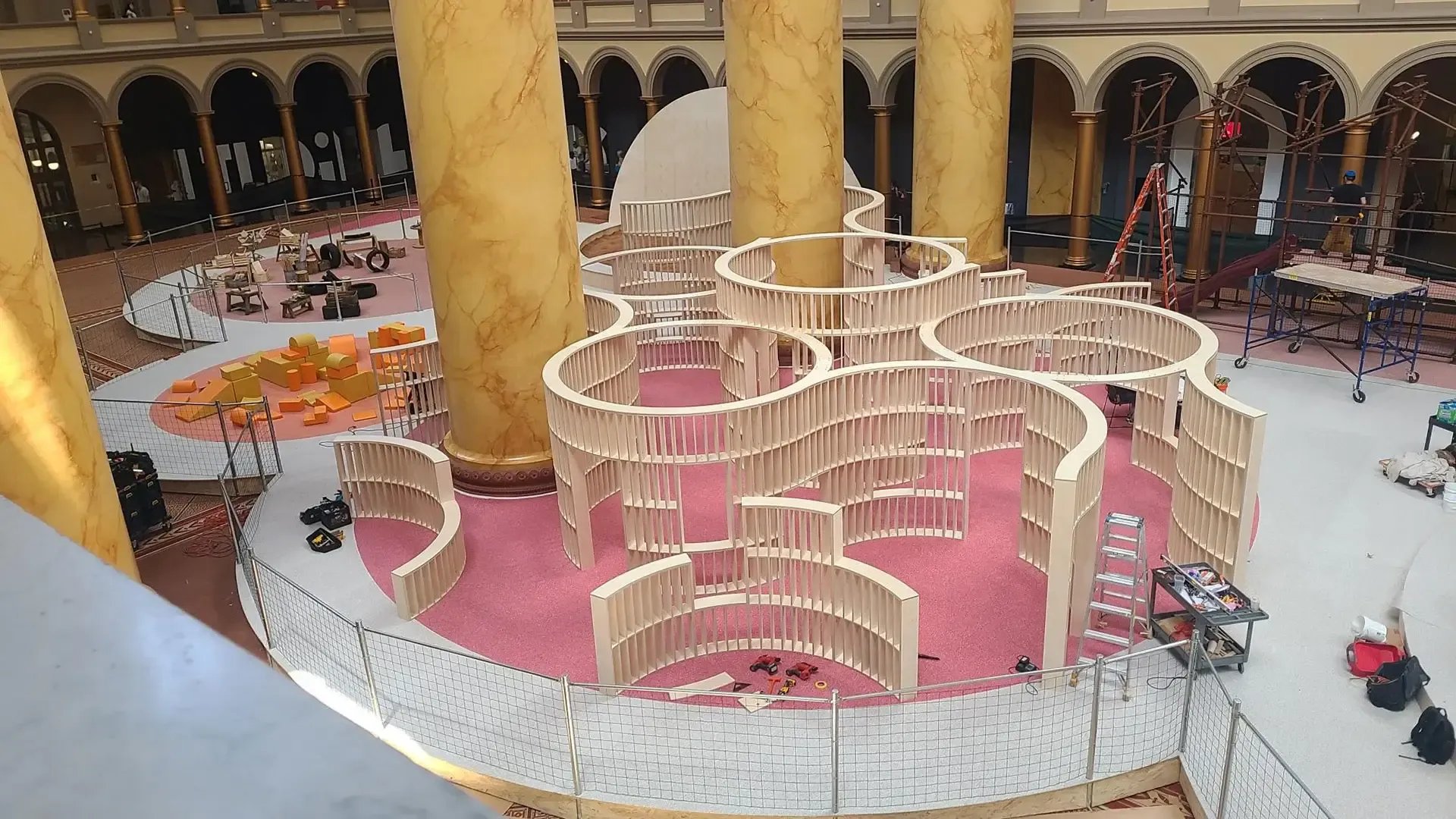For The Playground at the National Building Museum, we provided pro bono structural engineering for the subfloor system supporting an immersive, climbable museum experience.