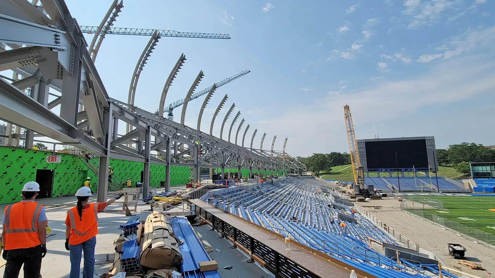 Construction on phase two at the David Booth Kansas Memorial Stadium. 