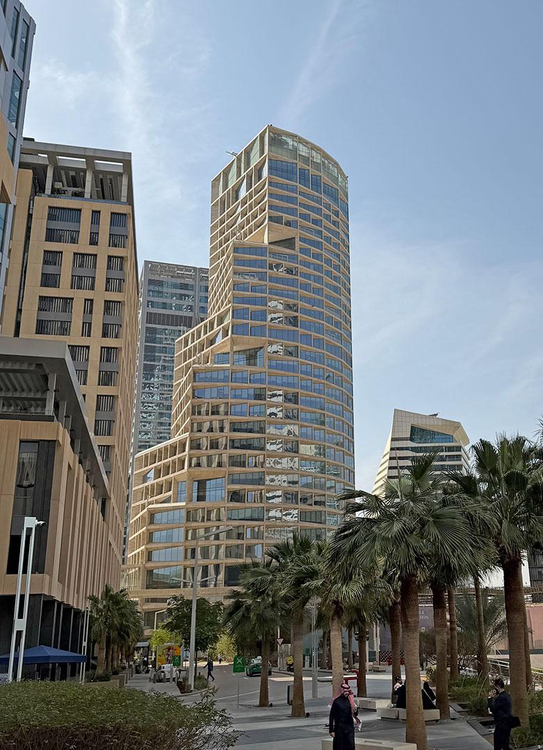 Several sustainability features, including a locally manufactured stone and glass exterior wall system that uses shading elements and high thermal mass, will assist the tower’s overall energy performance to be more than 40 percent above ASHRAE standards.