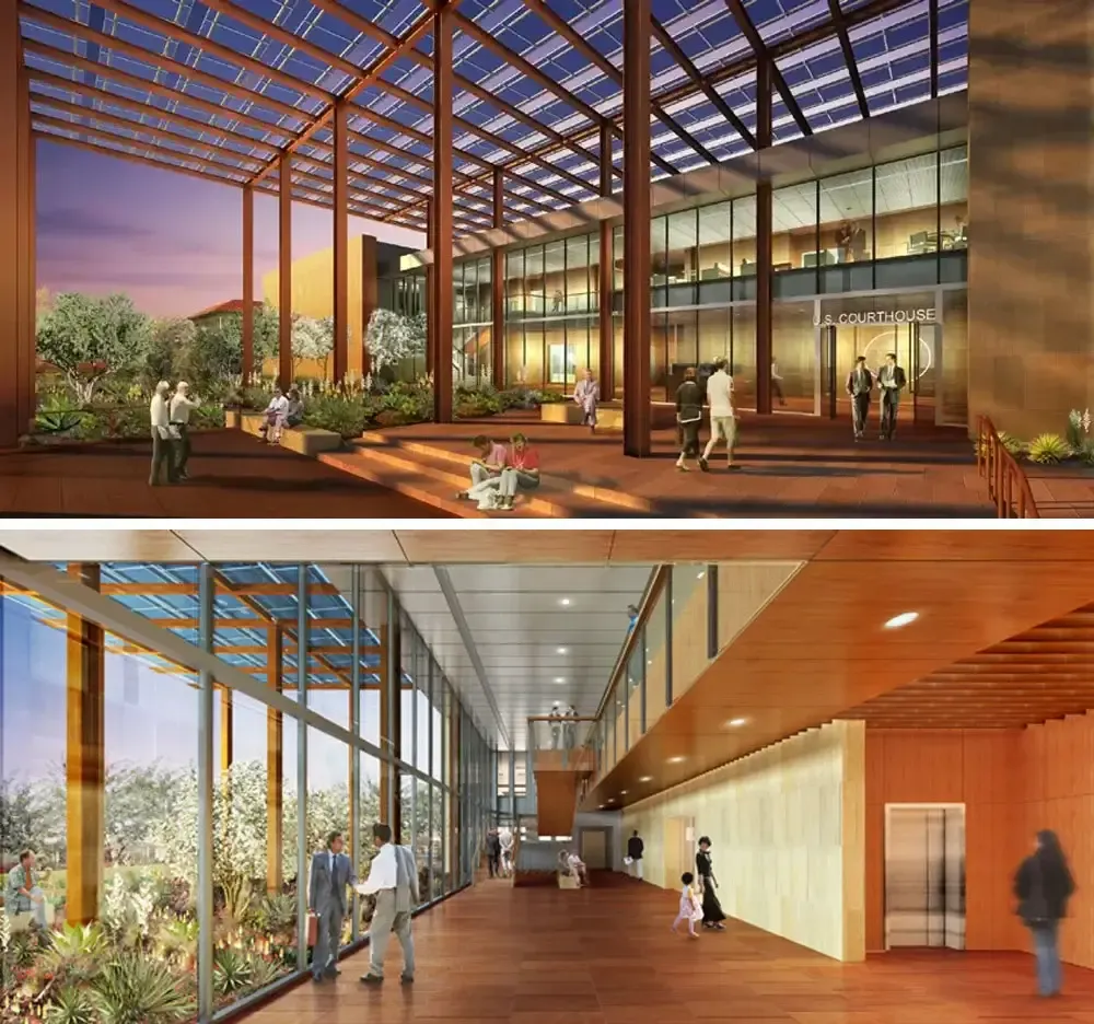 John M. Roll United States Courthouse is a two-story, design-build federal courthouse in Yuma, Arizona, for which Thornton Tomasetti provided blast engineering services.