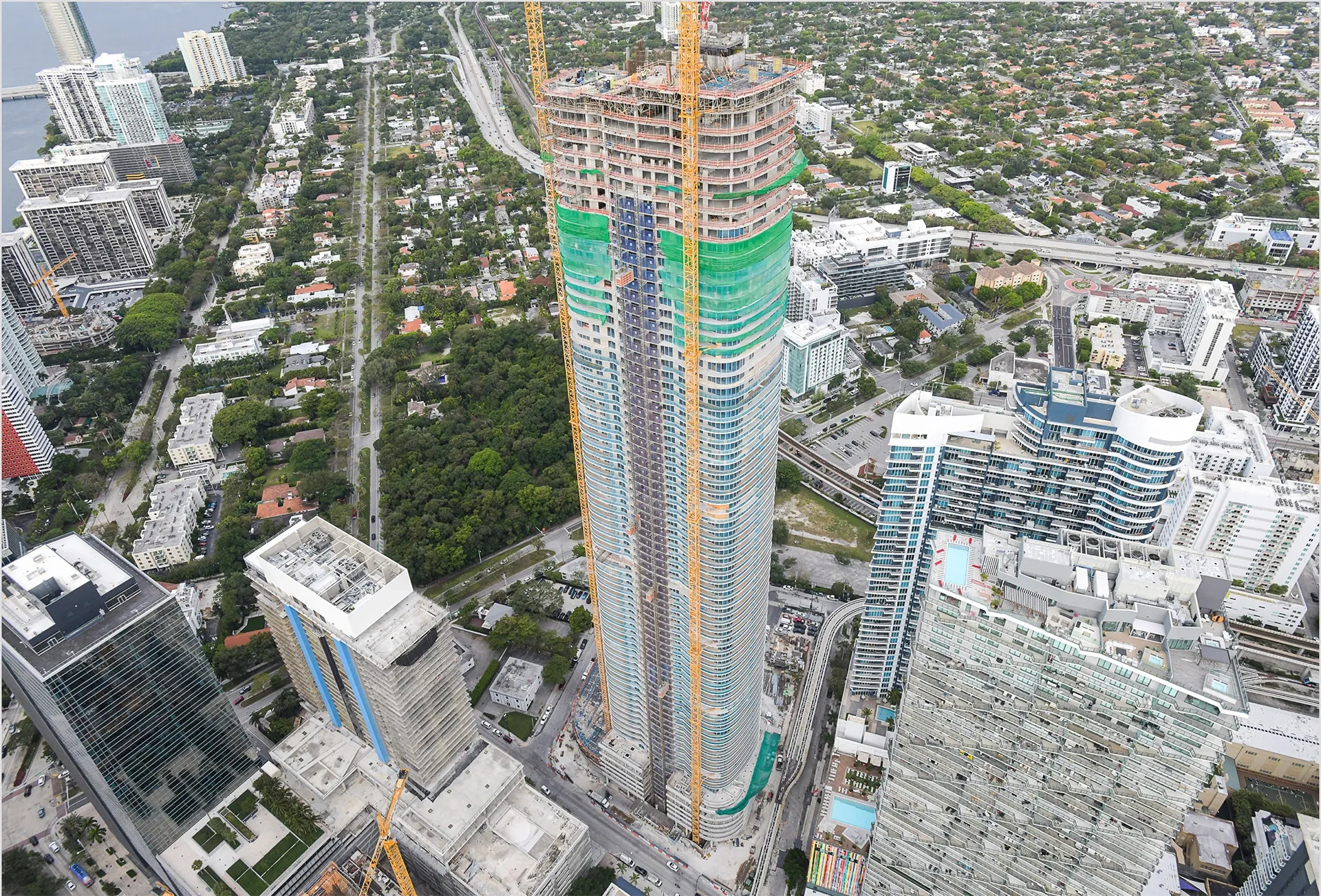 The three towers are built over two separate ground-level podiums, which will include parking garages.
