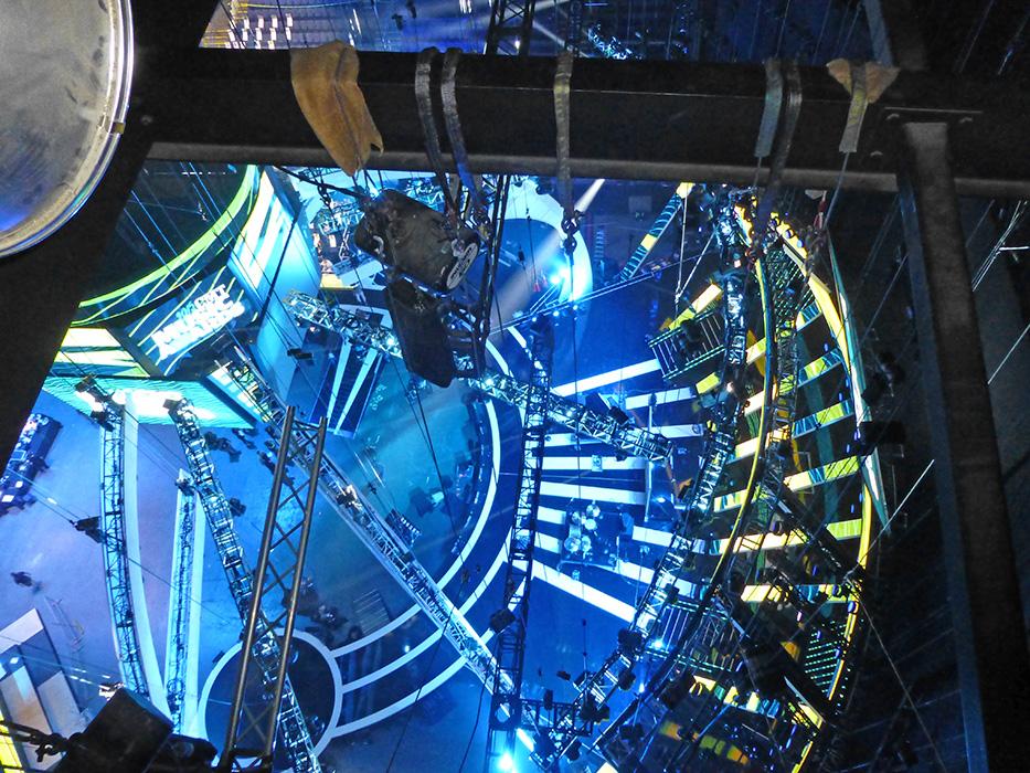 Rigging for the CMT Music Awards at Bridgestone Arena in Nashville.