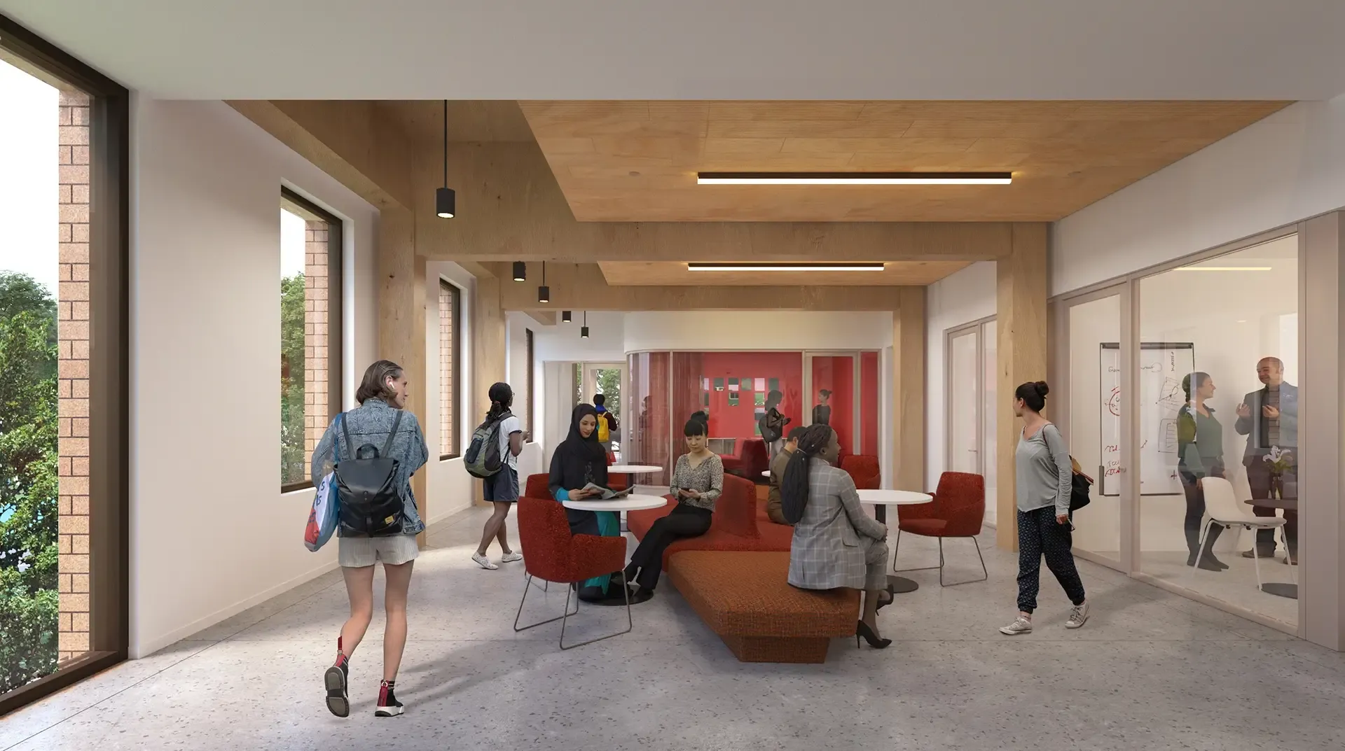 The three-story, LEED Gold-certified facility incorporates a mass timber-hybrid structural system and a high-performance façade